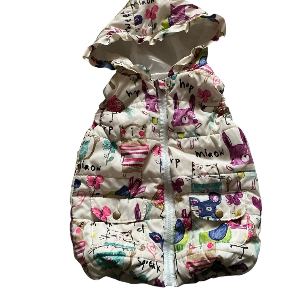 Mud kingdom puffer vest 3T girls and handmade hat